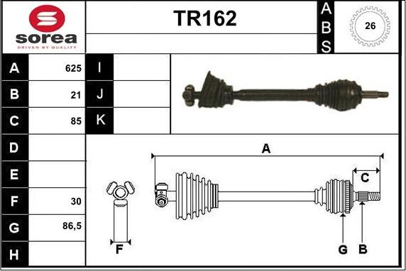 Sera TR162 - Drive Shaft autospares.lv