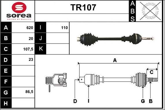 Sera TR107 - Drive Shaft autospares.lv