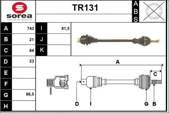 Sera TR131 - Drive Shaft autospares.lv