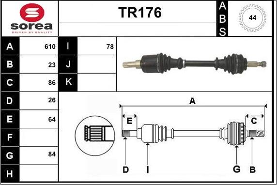 Sera TR176 - Drive Shaft autospares.lv