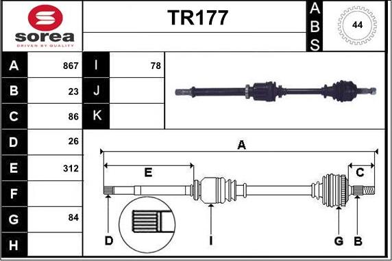 Sera TR177 - Drive Shaft autospares.lv