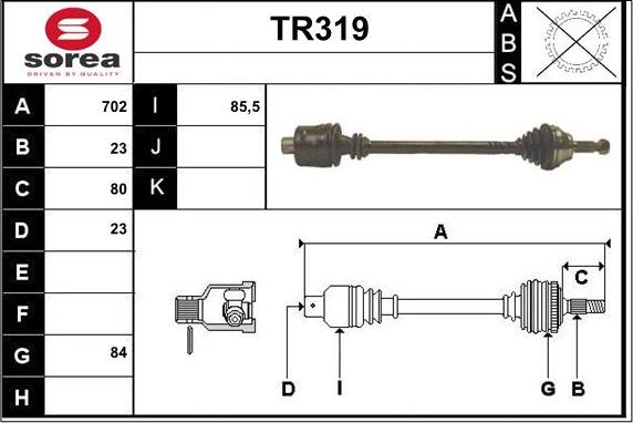 Sera TR319 - Drive Shaft autospares.lv