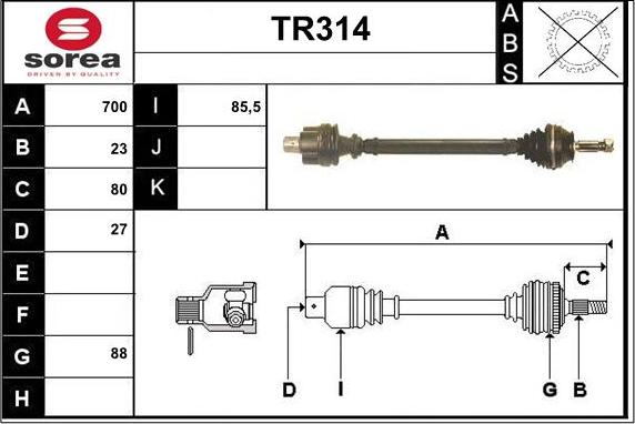 Sera TR314 - Drive Shaft autospares.lv