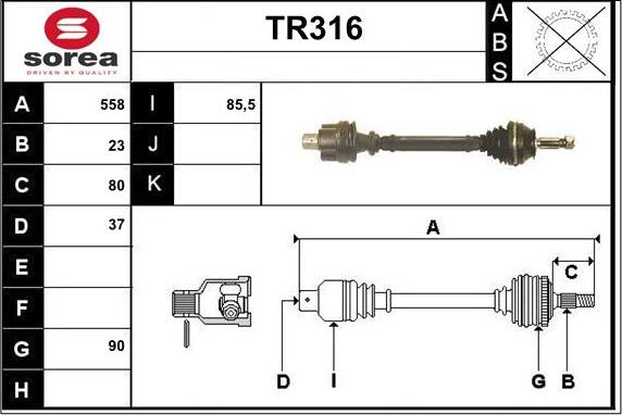 Sera TR316 - Drive Shaft autospares.lv