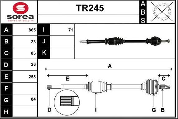 Sera TR245 - Drive Shaft autospares.lv