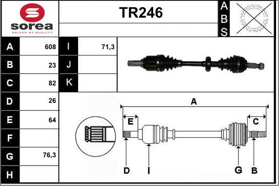 Sera TR246 - Drive Shaft autospares.lv