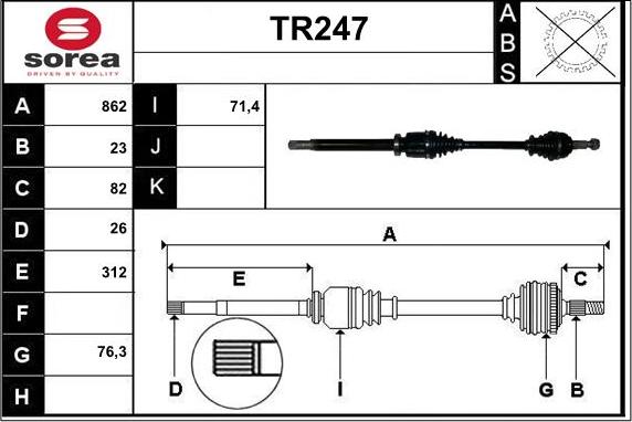 Sera TR247 - Drive Shaft autospares.lv