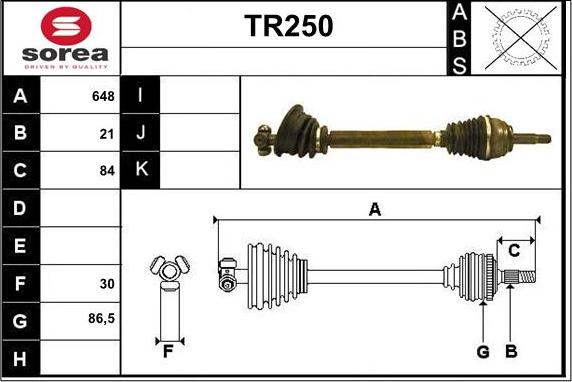 Sera TR250 - Drive Shaft autospares.lv