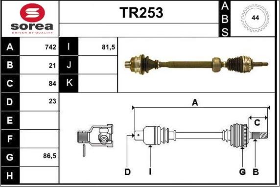 Sera TR253 - Drive Shaft autospares.lv