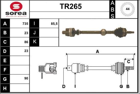 Sera TR265 - Drive Shaft autospares.lv