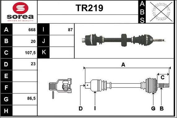 Sera TR219 - Drive Shaft autospares.lv