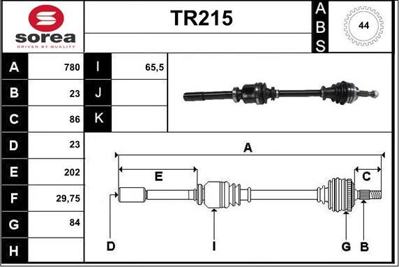 Sera TR215 - Drive Shaft autospares.lv