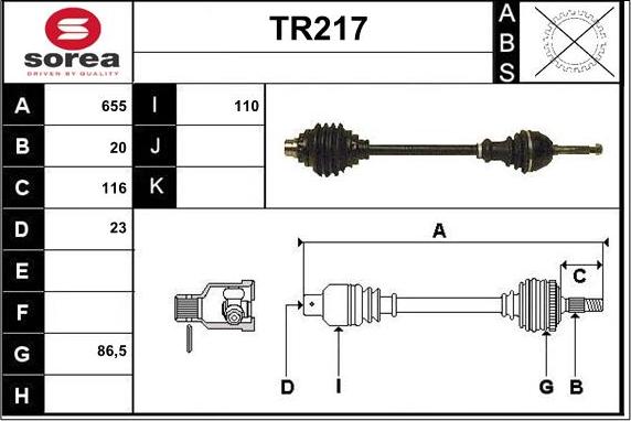 Sera TR217 - Drive Shaft autospares.lv