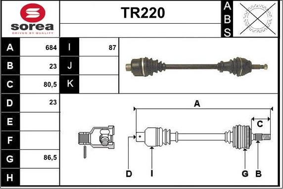 Sera TR220 - Drive Shaft autospares.lv