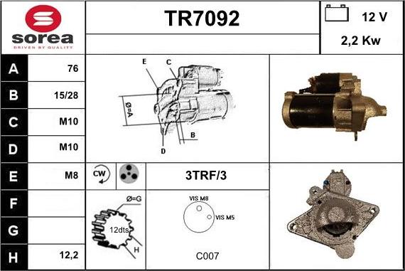 Sera TR7092 - Starter autospares.lv