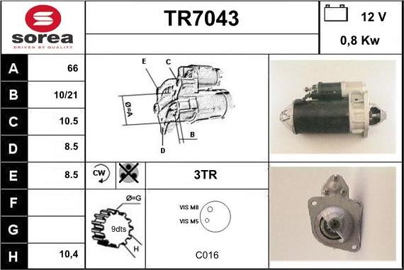 Sera TR7043 - Starter autospares.lv