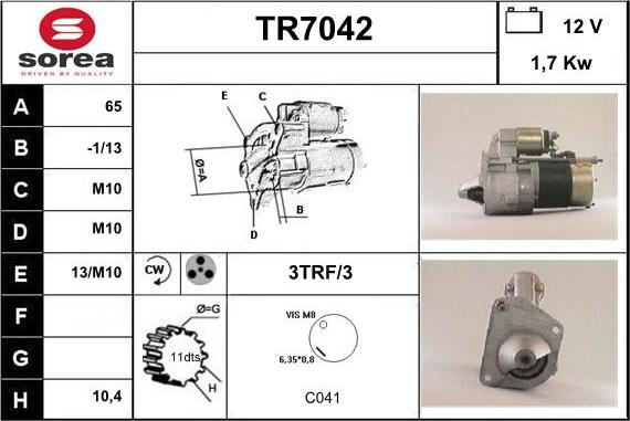 Sera TR7042 - Starter autospares.lv