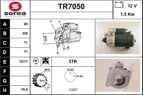 Sera TR7050 - Starter autospares.lv
