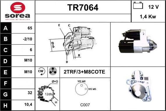 Sera TR7064 - Starter autospares.lv