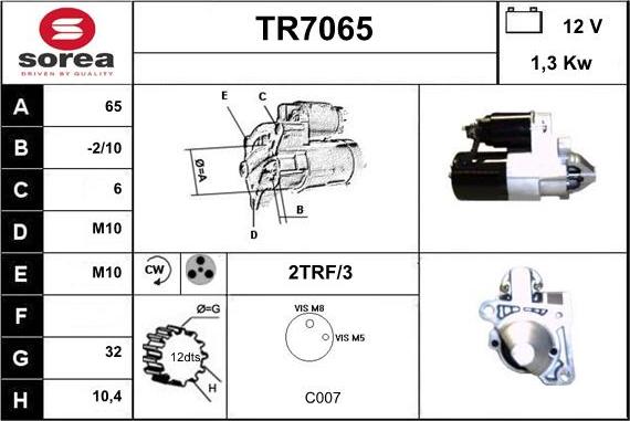 Sera TR7065 - Starter autospares.lv