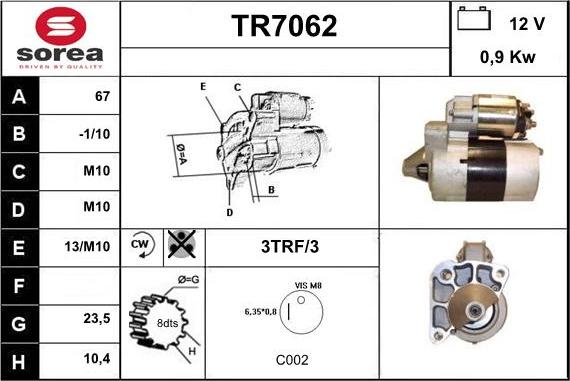 Sera TR7062 - Starter autospares.lv