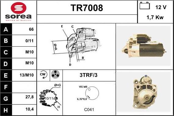 Sera TR7008 - Starter autospares.lv