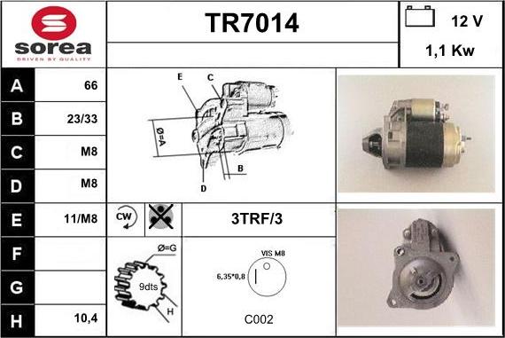 Sera TR7014 - Starter autospares.lv