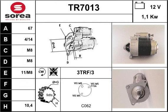 Sera TR7013 - Starter autospares.lv