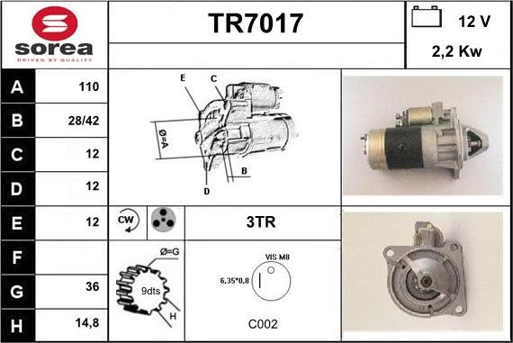 Sera TR7017 - Starter autospares.lv