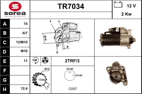 Sera TR7034 - Starter autospares.lv