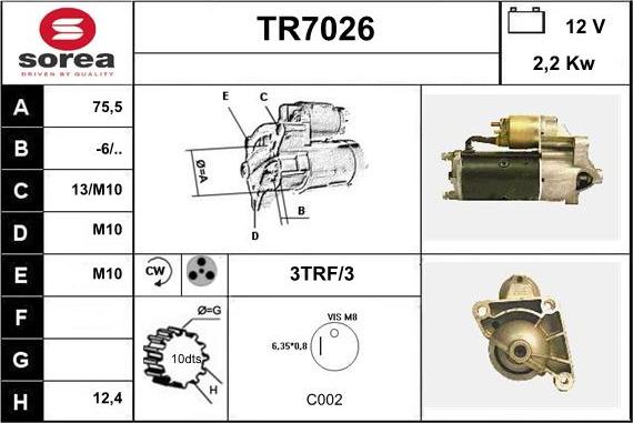 Sera TR7026 - Starter autospares.lv