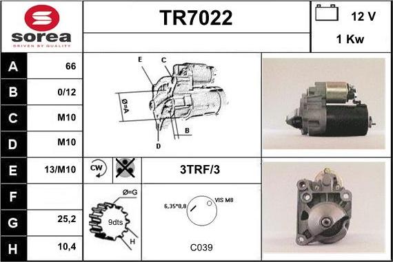 Sera TR7022 - Starter autospares.lv