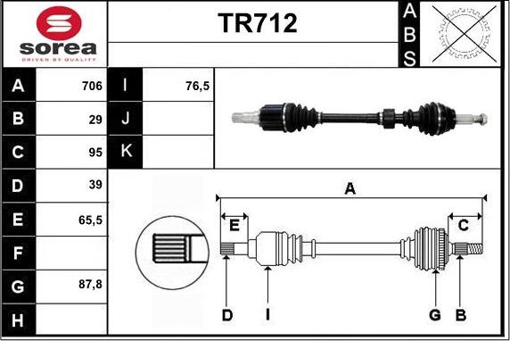 Sera TR712 - Drive Shaft autospares.lv