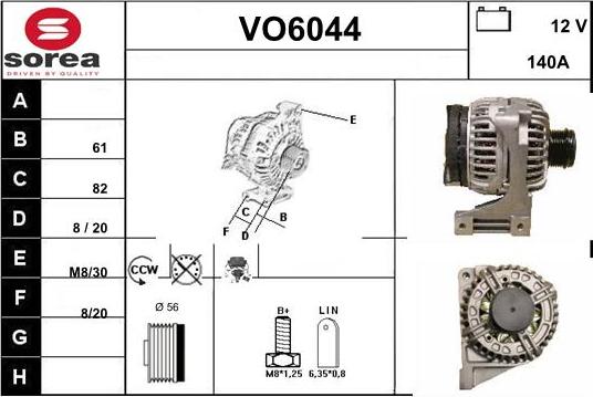 Sera VO6044 - Alternator autospares.lv