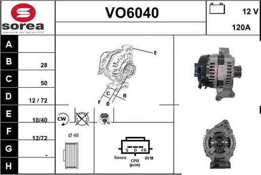 Sera VO6040 - Alternator autospares.lv