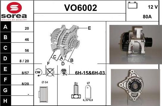 Sera VO6002 - Alternator autospares.lv