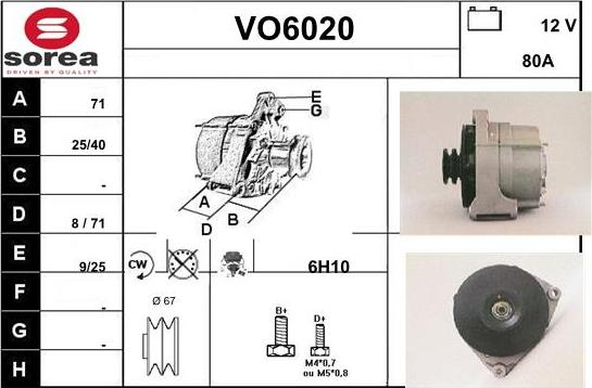 Sera VO6020 - Alternator autospares.lv