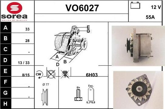 Sera VO6027 - Alternator autospares.lv