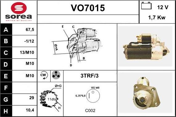 Sera VO7015 - Starter autospares.lv