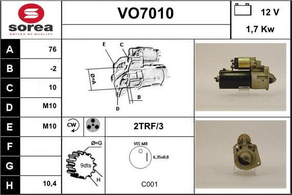 Sera VO7010 - Starter autospares.lv