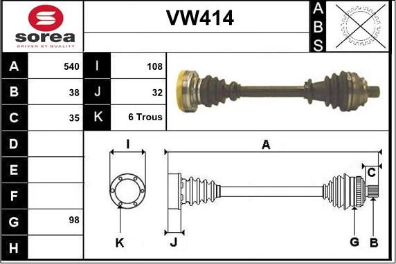 Sera VW414 - Drive Shaft autospares.lv