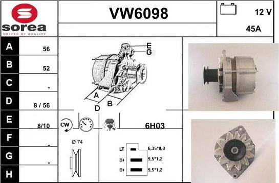 Sera VW6098 - Alternator autospares.lv