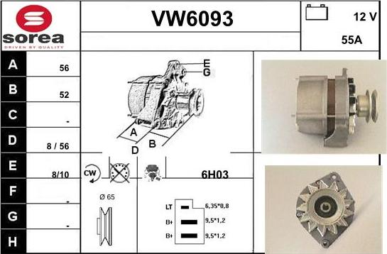 Sera VW6093 - Alternator autospares.lv