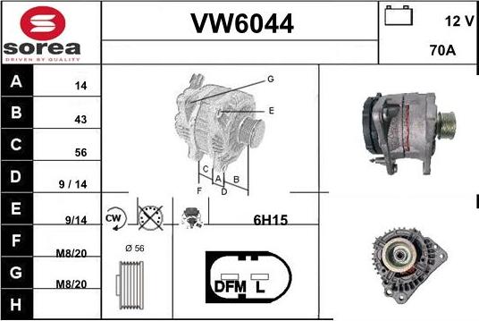 Sera VW6044 - Alternator autospares.lv