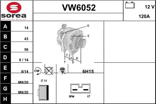 Sera VW6052 - Alternator autospares.lv