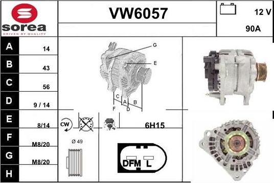 Sera VW6057 - Alternator autospares.lv