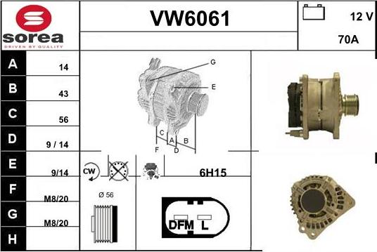 Sera VW6061 - Alternator autospares.lv