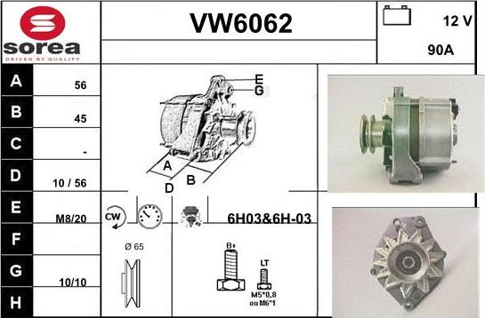 Sera VW6062 - Alternator autospares.lv