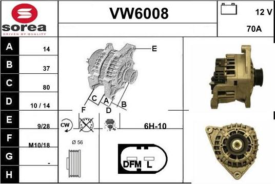 Sera VW6008 - Alternator autospares.lv