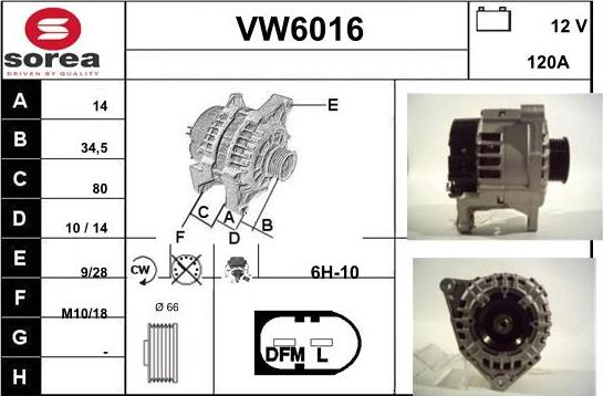 Sera VW6016 - Alternator autospares.lv